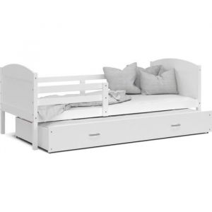 LIT GIGOGNE MATEO 190x90 BLANC livré avec 2 sommiers et 2 matelas en mousse de 7cm OFFERTS