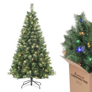 Salcar Sapin de No&euml;l Artificiel Lumineux 180cm, Arbre de Noel avec 250 LED, 580 Pointes de Branche, Gants et Pieds de Sapin de No&euml;l