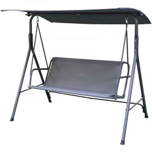 Sunnydays Balancelle de jardin balancelle de terrasse ibiza avec parasol convertible toit inclinaison reglable 170x110xh153cm - Gris