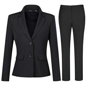 Yynuda Tailleur 2 pieces Femme Travail Decontracte Bureau Blazer Pantalon Deux Boutons Costumes de Veste Formelle