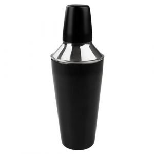 Fackelmann 49766 Shaker noir en acier inoxydable, M&eacute;langeur &agrave; cocktail en inox 750mL, Noir, Argent&eacute;, Acier inoxydable, 26x9cm