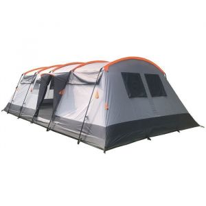 Skandika Tente tunnel Hurricane 8 Sleeper Protect - 8 places - Tapis de sol cousu - 2 cabines de couhage noires