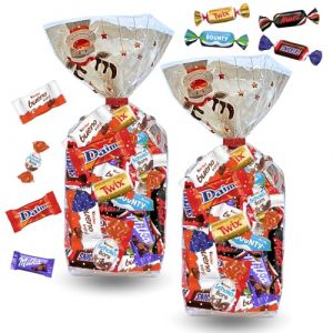 2 Sachets de Noël garnis de 40 bonbons au chocolat : Célébrations Milka Kinder Daim Cadeau Original pour Noël