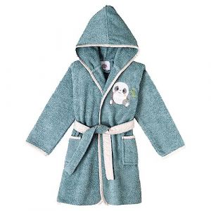 Interbaby Peignoir Enfant bleu 100% coton OEKO-TEX - Taille : 2-4 ans