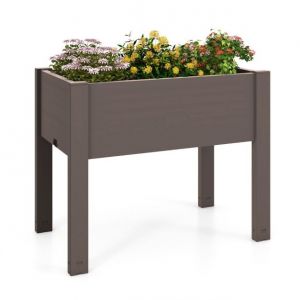 Lit de jardin surélevé auto-arrosant Coast 76x45x61 cm - Café - Avec indicateur de niveau d'eau et trou de drainage