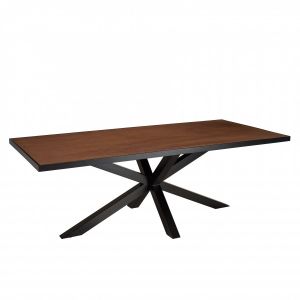 Macabane Table à manger effet pierre Basile bois/noir - 220x110x76 cm