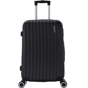 ADC Valise Cabine 55cm ABS Rigide Swift Noir + &Eacute;tiquette Bagage Offerte - 4 Roues 360 - 25kg - 39L &iquest;