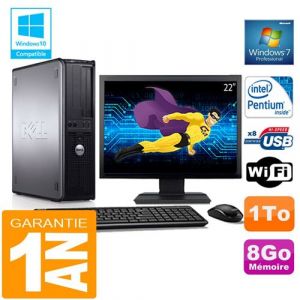 Dell Pc 780 dt intel e5300 ram 8go disque 1 to wifi w7 ecran 22'