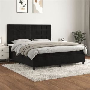 VidaXL Boxspring met matras fluweel zwart 160x200 cm3143033