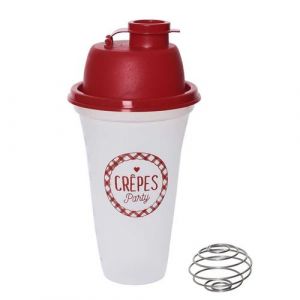 Shaker gradué pour pâte à crêpes en plastique translucide et rouge - - ALTOBUY