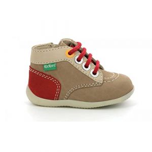 Kickers BONZIP-2, Plat Oxford Mixte bébé, Beige Rouge, 20 EU