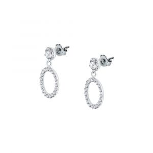 Cleor Boucles D'oreilles En Argent 925/1000 Et Crystal