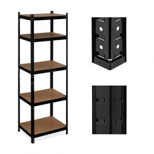 Relaxdays &Eacute;tag&egrave;re &agrave; Charge Lourde, HxLxP : 180x60x45 cm, jusqu'&agrave; 500 kg, 5 Niveaux, Cave, Garage, Stockage, Acier, Noir