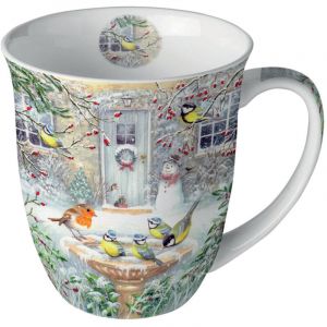 Ambiente Mug en porcelaine fine oiseaux d'hiver – 0,4 litre