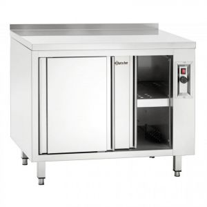 Bartscher Meuble Chauffant Inox - Porte Coulissante et Dosseret - Gamme 700 - 1200x700