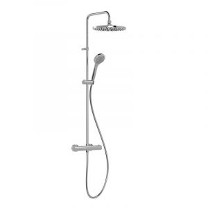 Colonne de douche thermostatique TRES + douchette avec support coulissant et orientable 1 jet - chrome