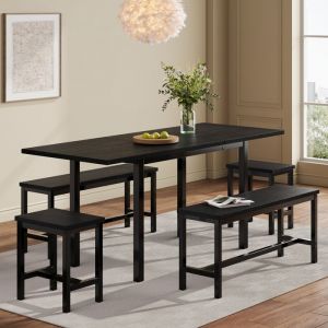 Ensemble table et chaises (5 pièces) Table à manger ronde, plateau en mdf et cadre doré, moderne, velours, blanc - 4 chaises blanches