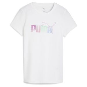 Puma T-shirt graphic stacked, blanc, femme