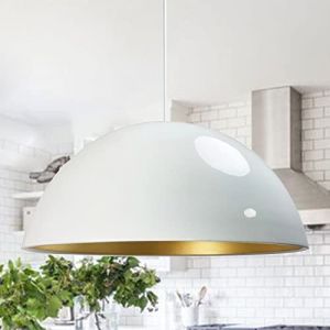 Bamyum - Lipeo Suspension Industrielle en Métal Blanc Peint à la Main – Lustre Vintage E27 Ø50 cm pour Salon, Chambre ou Salle à Manger