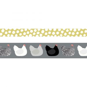 Art&eacute;mio Lot de masking tape Poules et &oelig;ufs 5 m Saute-mouton 2 pcs