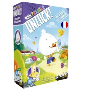 Asmodée Mon Premier Unlock! Histoires de Canard, Jeu de société Escape Game, Jeu de Cartes coopératif pour Enfants à partir de 4 Ans, 1 à 4 Joueurs, 15 Minutes, Space Cow, Version française
