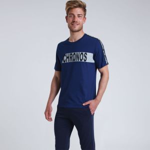 Image de Athena Pyjama Long col Rond Homme Chronos - Taille : 6 - Couleur : Bleu-Marine