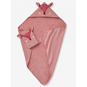 Vertbaudet Cape de bain + gant Biche blush 100X100