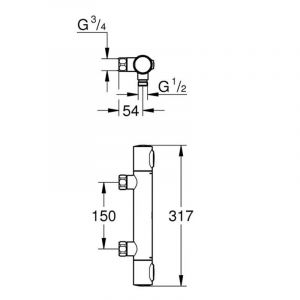 Grohe Robinet thermostatique douche Precision Flow, montage douche mural, indicateur de température, filtres intégrés, chromé, 34799000 (Import Allemagne)