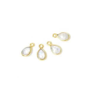 Pendentif Serti Goutte Pierre de Lune Dor&eacute; &agrave; l'or fin 24K