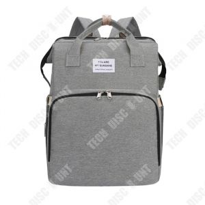 Td Sac A Langer Sac A Dos Avec Grande Sac &Agrave; Couches Avec Matelas &Agrave; Langer Sac &Agrave; Dos Pour Lit Enfant Sac Voyage Avec Lit Pliable Gris