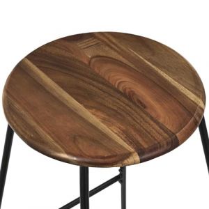 HOME DECO FACTORY, HD0363, Tabouret de Bar Acacia, Softness, Mobilier, Assise, Tabouret et Chaise de Bar, 42x70x42 cm, Hauteur Assise 70 cm, Marron Noir
