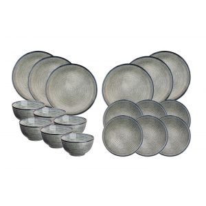 Set vaisselle 18 pièces en grès gris