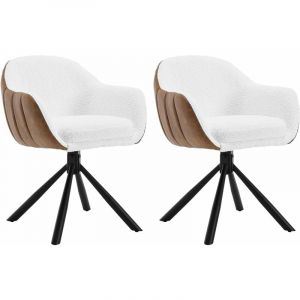WOLTU Lot de 2 Chaises Salle à Manger Pivotante à 360° Pieds en Métal, en Chenille, Chaise de Cuisine avec Dossier et Accoudoirs, Chaise Scandinave,