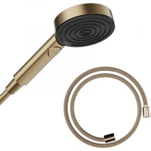Hansgrohe Pommeau de douche Pulsify Select EcoSmart 105 3 jets relaxation + Flexible 125 cm Designflex Bronze bross&eacute;