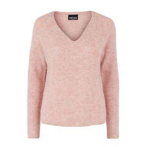 Pieces PCELLEN LS V-Neck Knit Noos BC Pull-Over, Misty Rose, S Femme
