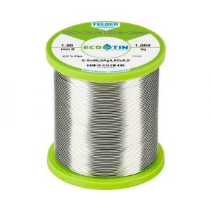 ISO Core Ultra Clear SAC305 Étain à souder bobine Sn96,5Ag3Cu0,5 1 kg 1 mm Felder Löttechnik