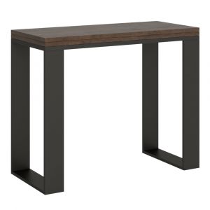 Console extensible bois noyer et acier anthracite 45-90cm Noceta