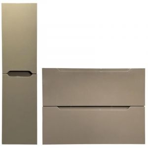 Meuble simple vasque suspendu avec colonne - Taupe - 80 cm - STEFANIE