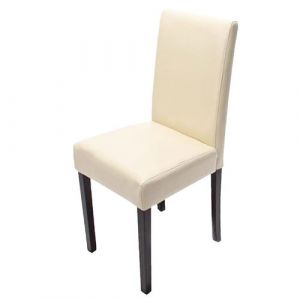 Mendler Chaise de salle à manger Littau, chaise de cuisine, cuir crème, pieds foncés