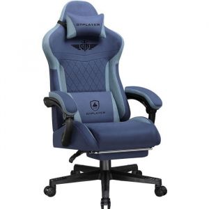 Gtplayer - Chaise de jeu, ergonomique, en cuir synthétique, avec soutien lombaire - Chaise pc avec dossier élargi - Charge maximale : 150 kg - Bleu