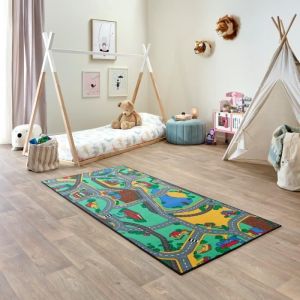 Image de Tapis de Jeu Enfant 95x200cm, Playtime - Tapis Circuit Voiture - Lavable - Antidérapant - Carpet Studio