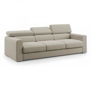 Image de Dylan Canapé avec pouf amovible à 3 assises en tissu effet coton imperméable T13 240 cm creme