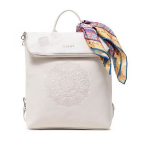 Image de Desigual Sac &agrave; dos Alessia Nerano &eacute;cru avec broderie mandala et foulard Blanc