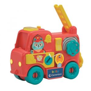 Clementoni | Camion de Pompiers Enfants 18 Mois+ | Baby Jouet Sensoriel Bois & Plastique | Activit&eacute;s M&eacute;caniques | Sons & Lumi&egrave;re R&eacute;alistes | D&eacute;veloppement &Eacute;veil | Id&eacute;e Cadeau