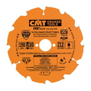 Image de Cmt LAME CIRCULAIRE EN DIAMANT POUR FIBROCIMENT D=190x2,4x1,8x30 Z=4 236.190.04M