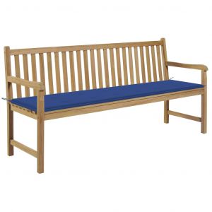 VidaXL Banc de jardin avec coussin bleu royal 175 cm Teck massif
