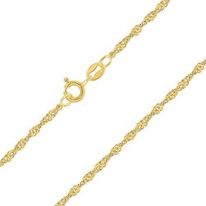 Planetys - Chaîne Maille Singapour Argent 925/1000 Plaqué Or Jaune 18 Carats Largeur 2 mm 50 cm