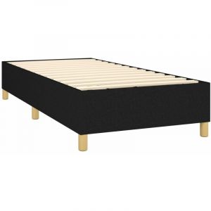 Décoshop26 Sommier à lattes sur pieds cadre de lit 100x200 cm tissu noir TDL0207041