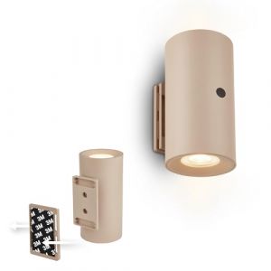 BRILONER Sticklights - Lampe murale sans électricité ni perçage avec batterie, tactile, dimmable, lumière blanche chaude, sans fil, murale rechargeable, 6,1x12 cm, beige