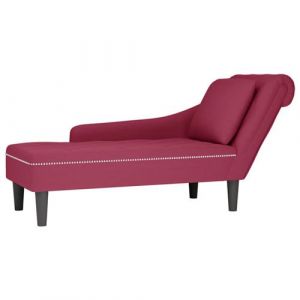 VidaXL Fauteuil long avec coussin et accoudoir droit rouge bordeaux